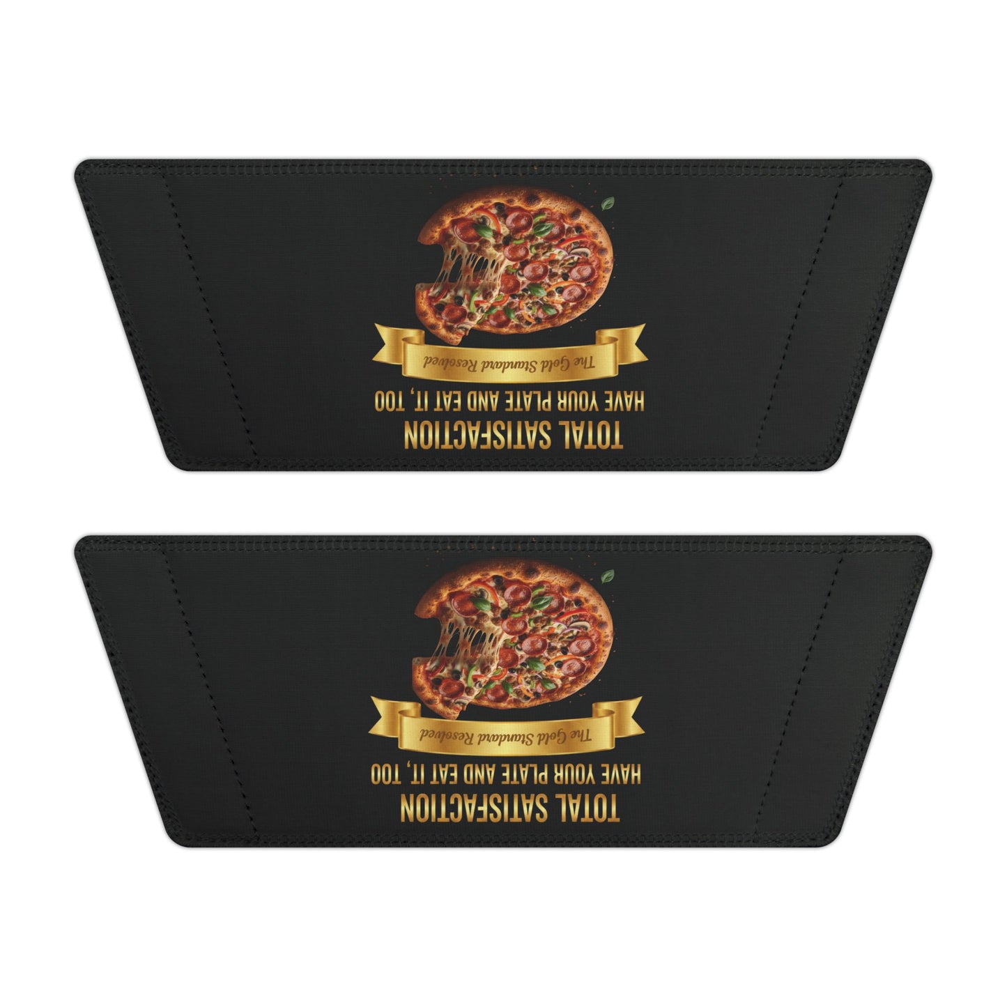 3D Food Fashion design for E U F Outlet featuring a hot, cheesy pizza with various toppings and pepperoni on a black plate, square format for premium sandals.