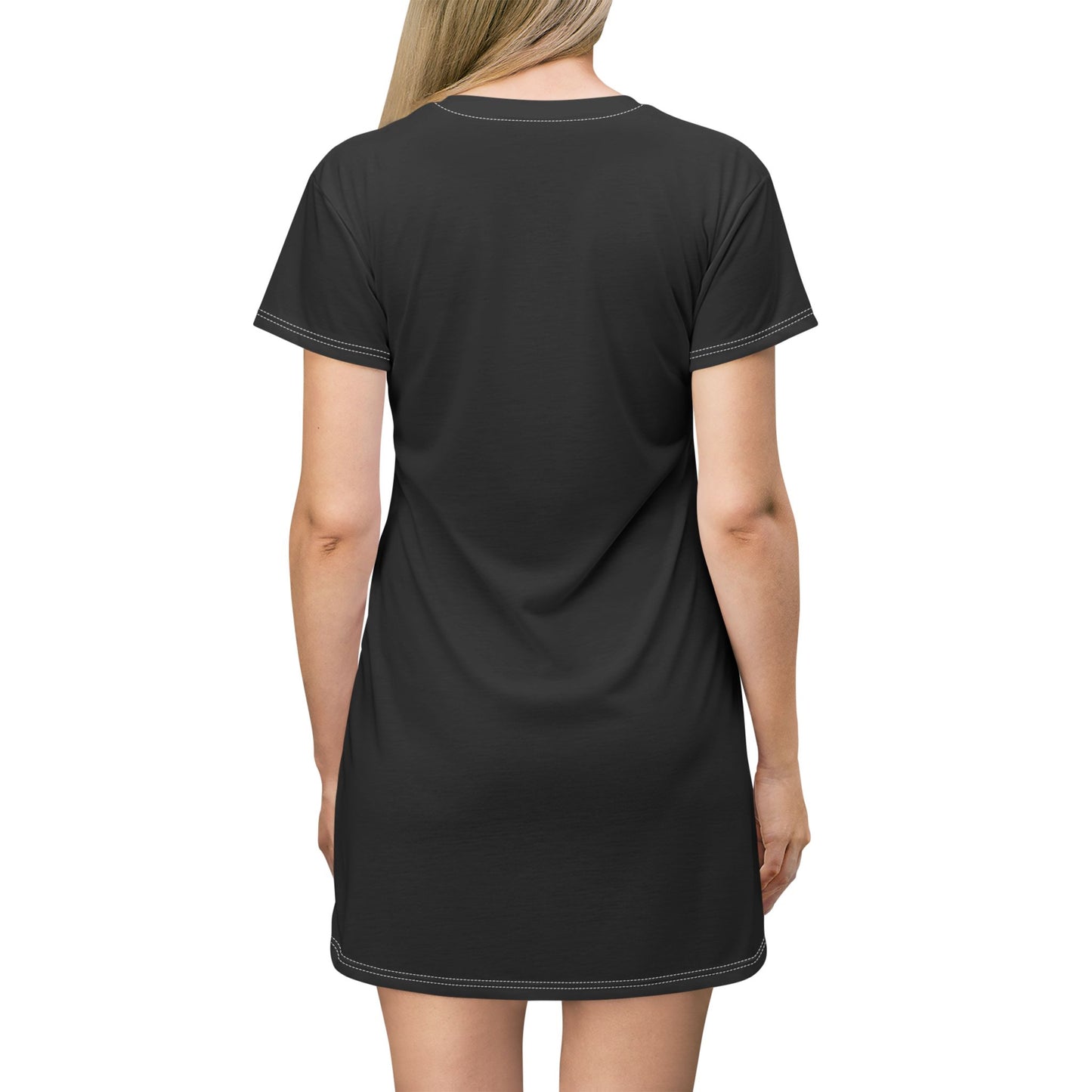 3D Food Fashion design for E U F Outlet featuring lasagna, a salad with ranch dressing, and two slices of garlic bread on a black plate against a solid black ground on a premium t-shirt dress.