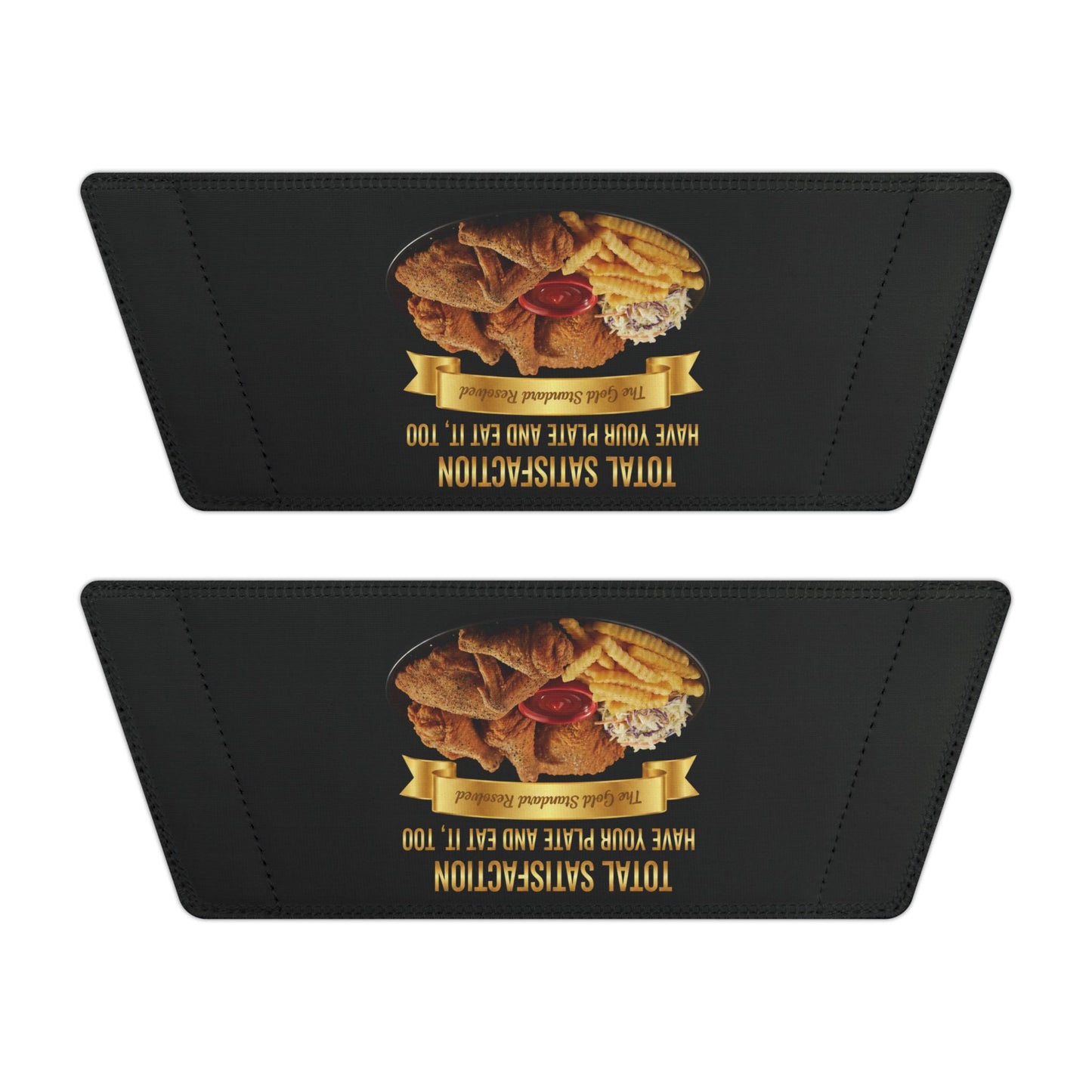 3D Food Fashion design for E U F Outlet featuring six pieces of crispy fried chicken, a large portion of french fries, a side of coleslaw, and a small container of ketchup on a black plate, centered for a premium hoodie.