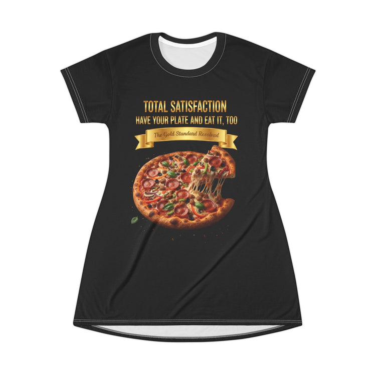 CHEESE PIZZA WITH TOPPINGS T-SHIRT DRESS