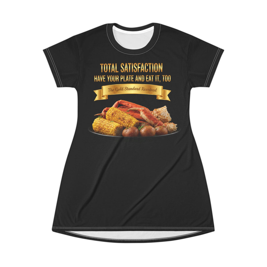 KING CRAB LEGS CORN ON COB & BOILED POTATOES T-SHIRT DRESS