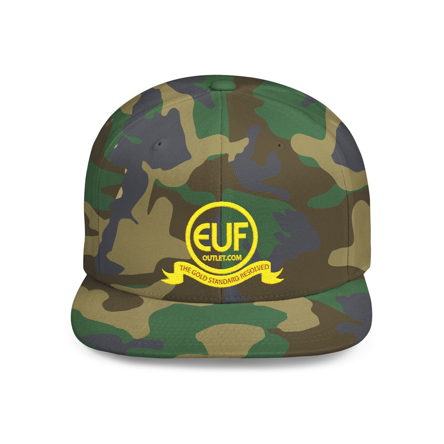 ™E U F Outlet™ .. : ™The Gold Standard Resolved™ : Premium Embroidery Flat Bill Cap