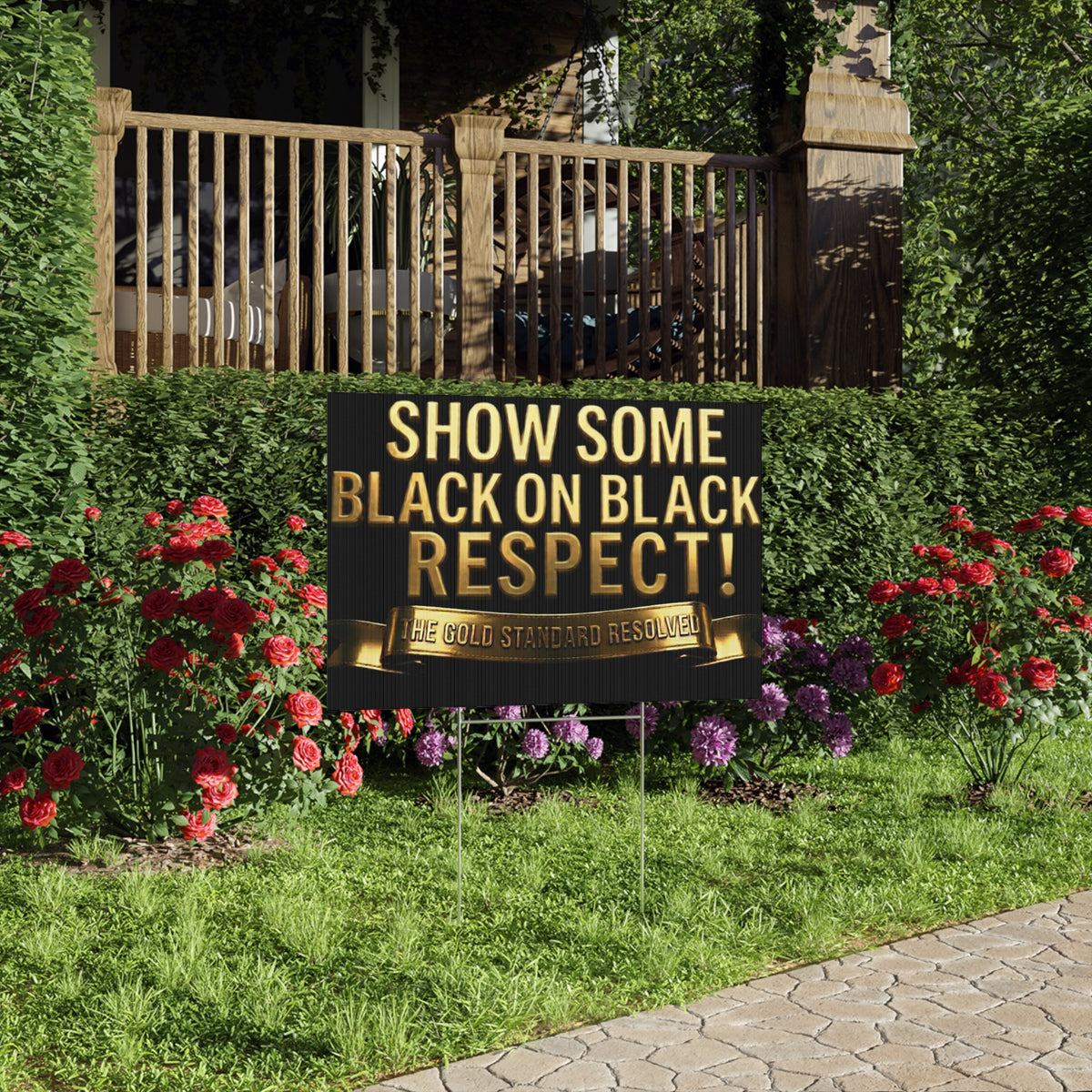 Black On Black Respect Lawn Sign