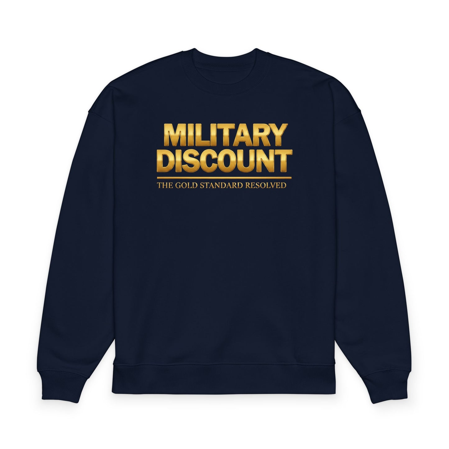 E U F Outlet .. The Gold Standard Resolved™: Elite Veteran Heritage Military Discount Sweatshirt

Alt Text: A premium heavyweight E U F Outlet oversized sweatshirt in deep black, featuring a high-density golden screen print that reads "MILITARY DISCOUNT." The image showcases the 10.3 oz organic fabric and the structured, 99.99% gold standard fit. The golden ink is perfectly bonded to the 100% cotton face, reflecting a mental investment that can better your life and make me more financially stable.