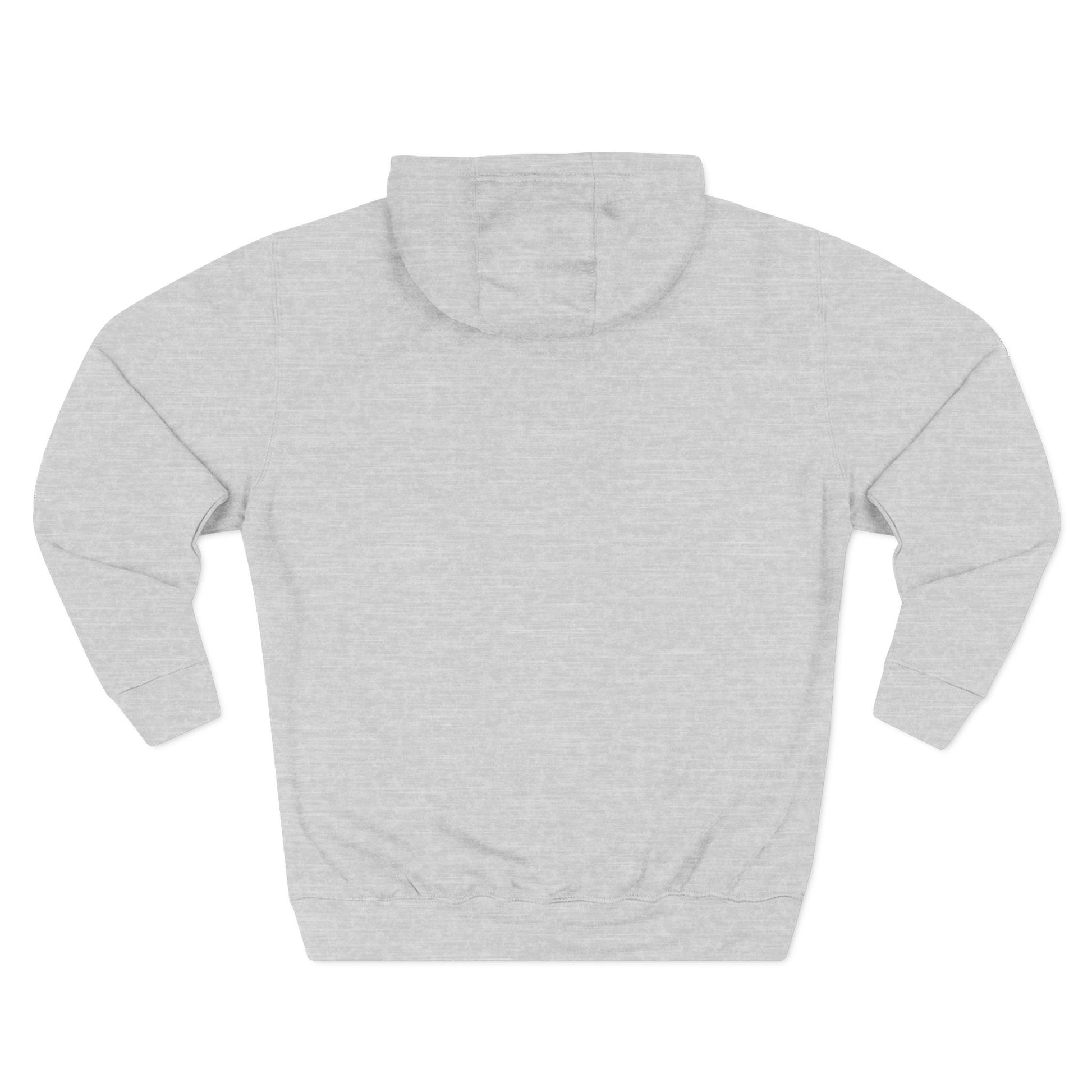 3D Food Fashion design for E U F Outlet featuring a cheesy pizza with toppings on a black plate against a solid black ground on a premium hoodie.