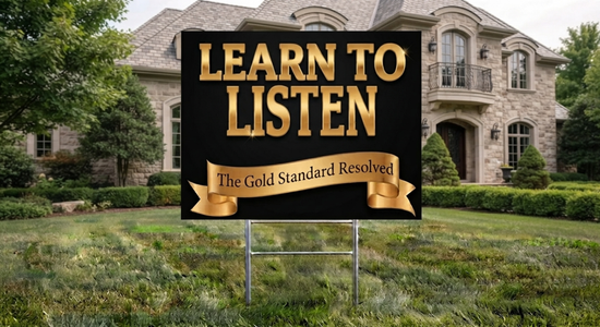 A yard sign with the text &