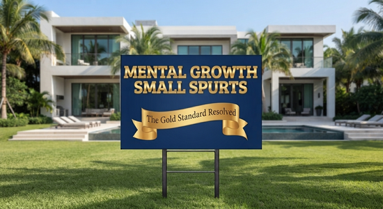 A rectangular yard sign with the text &