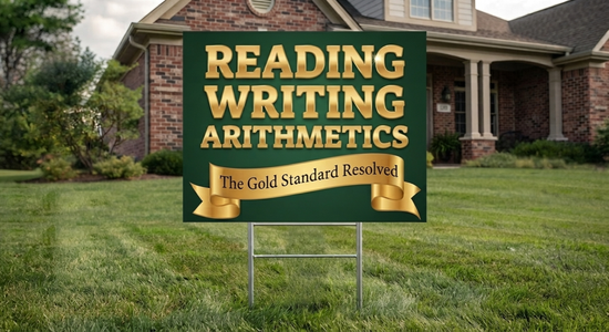 A yard sign with the text &