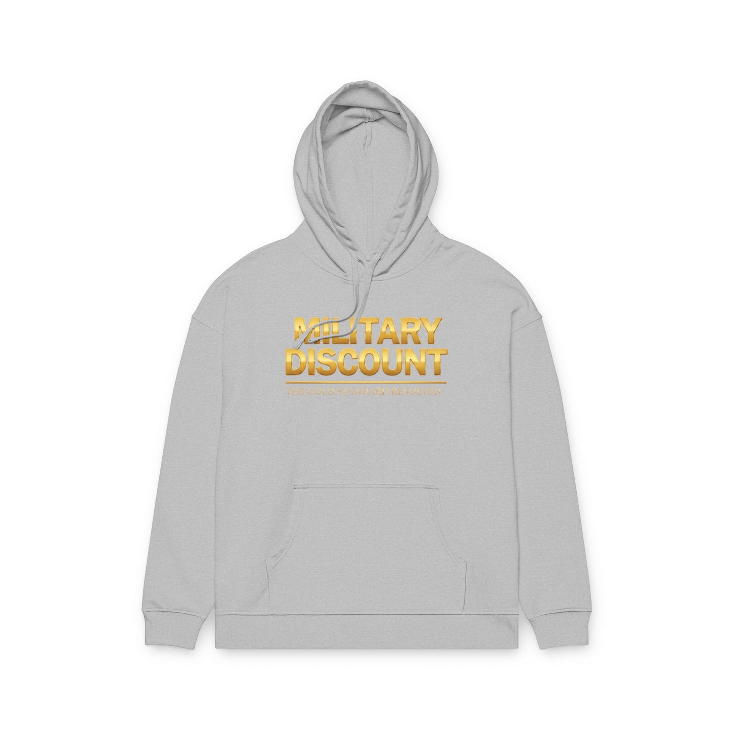 A high-velocity product image of the E U F Outlet.. Elite Veteran Heritage Military Discount Hoodie. The 10.32 oz ultra-heavyweight 100% organic cotton fabric is shown in a structured, professional black. The chest features the bold gold-toned recognition message that serves as a silent envoy for Veteran status, representing a 9 9 . 9 9 % gold standard frequency and a mental investment in financial stability.