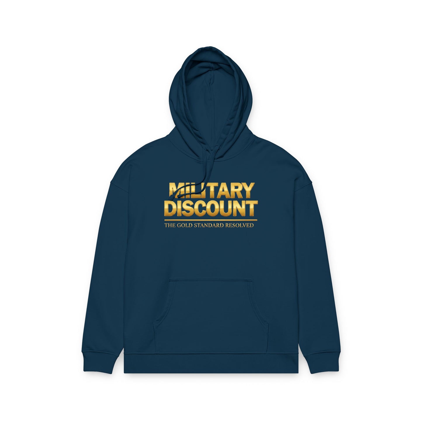 A high-velocity product image of the E U F Outlet.. Elite Veteran Heritage Military Discount Hoodie. The 10.32 oz ultra-heavyweight 100% organic cotton fabric is shown in a structured, professional black. The chest features the bold gold-toned recognition message that serves as a silent envoy for Veteran status, representing a 9 9 . 9 9 % gold standard frequency and a mental investment in financial stability.