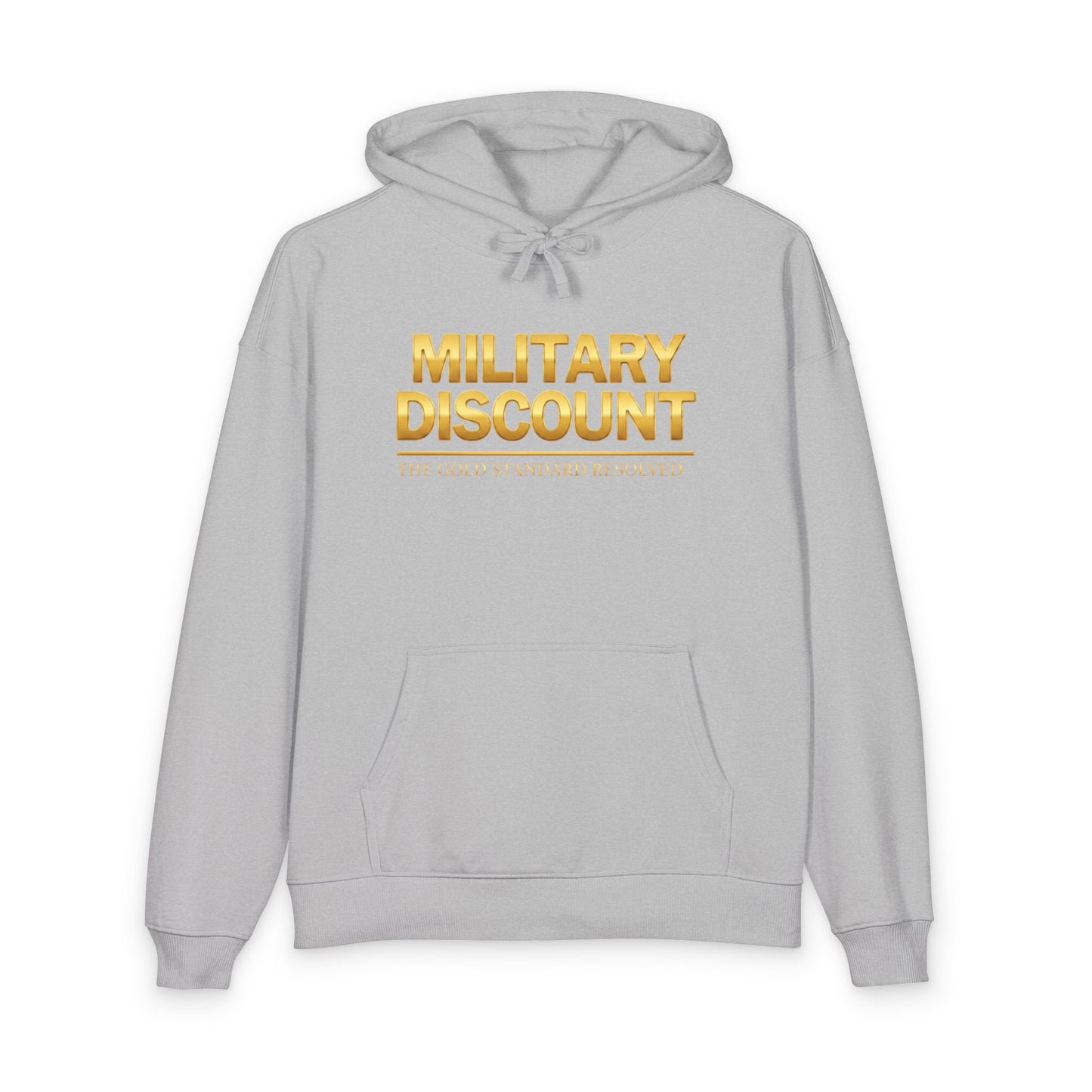A high-velocity product image of the E U F Outlet.. Elite Veteran Heritage Military Discount Hoodie. The 10.32 oz ultra-heavyweight 100% organic cotton fabric is shown in a structured, professional black. The chest features the bold gold-toned recognition message that serves as a silent envoy for Veteran status, representing a 9 9 . 9 9 % gold standard frequency and a mental investment in financial stability.