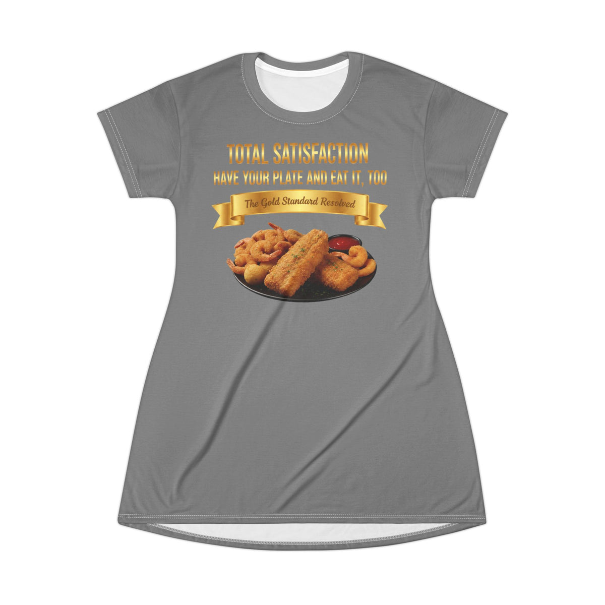 FISH SHRIMP & COCKTAIL SAUCE FOOD FASHION T-SHIRT DRESS