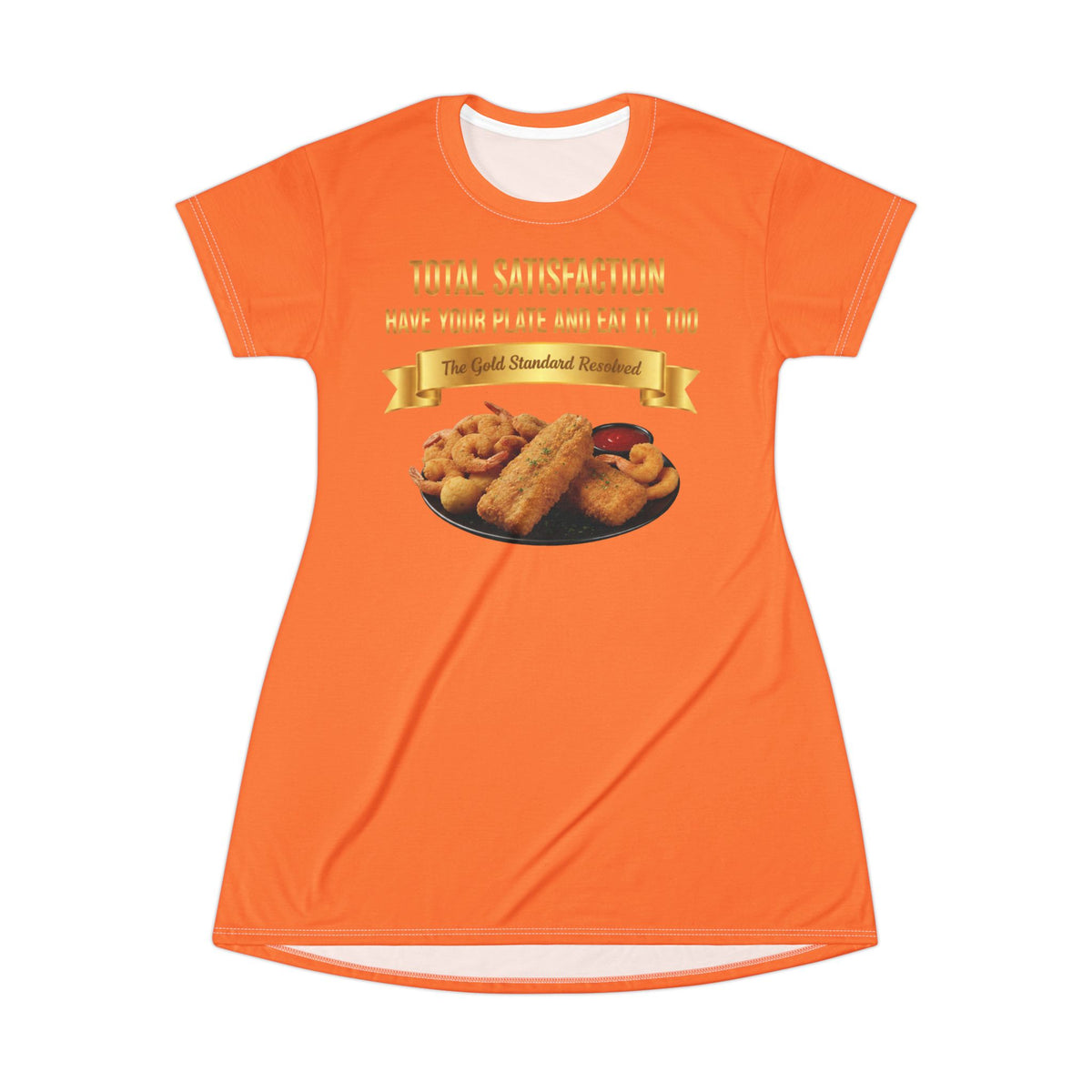 FISH SHRIMP & COCKTAIL SAUCE FOOD FASHION T-SHIRT DRESS