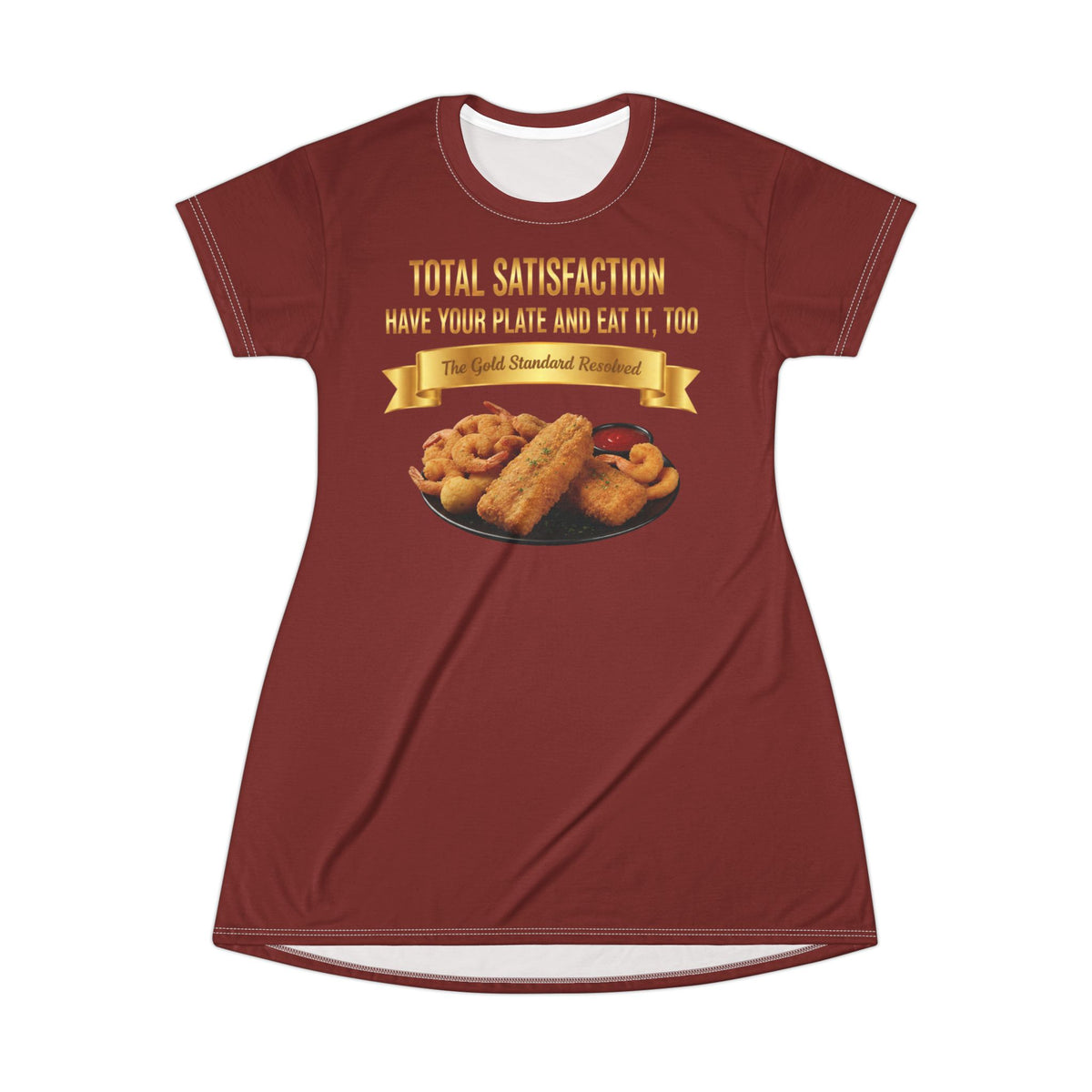 FISH SHRIMP & COCKTAIL SAUCE FOOD FASHION T-SHIRT DRESS