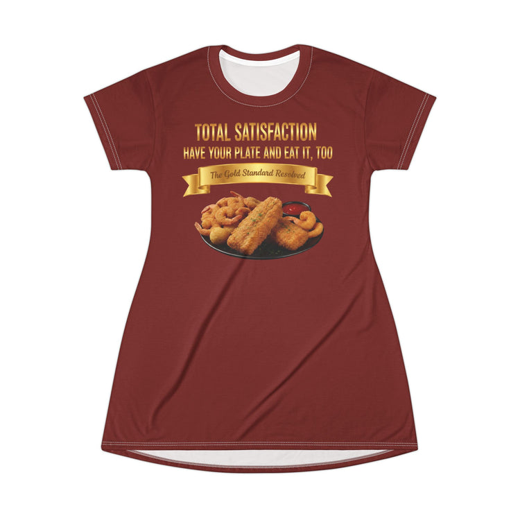 FISH SHRIMP & COCKTAIL SAUCE FOOD FASHION T-SHIRT DRESS