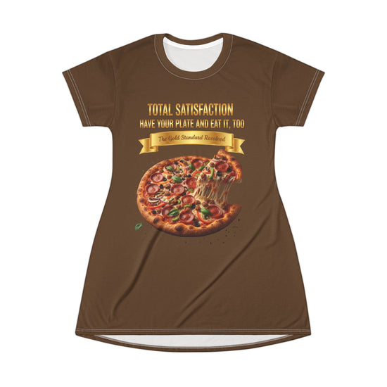 CHEESE PIZZA WITH TOPPINGS T-SHIRT DRESS