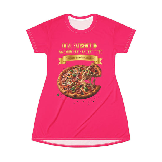 CHEESE PIZZA WITH TOPPINGS T-SHIRT DRESS