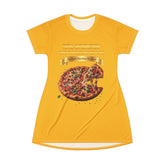 CHEESE PIZZA WITH TOPPINGS T-SHIRT DRESS