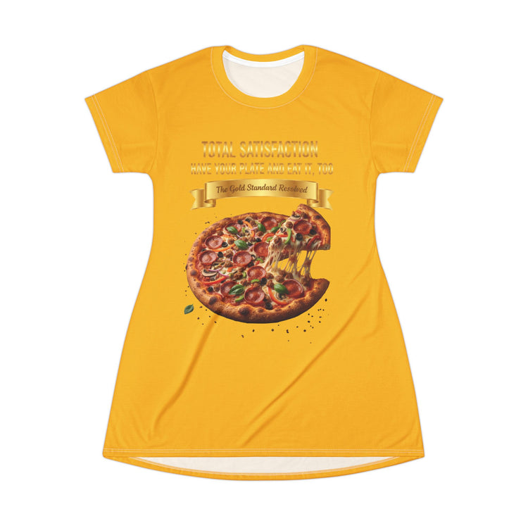 CHEESE PIZZA WITH TOPPINGS T-SHIRT DRESS