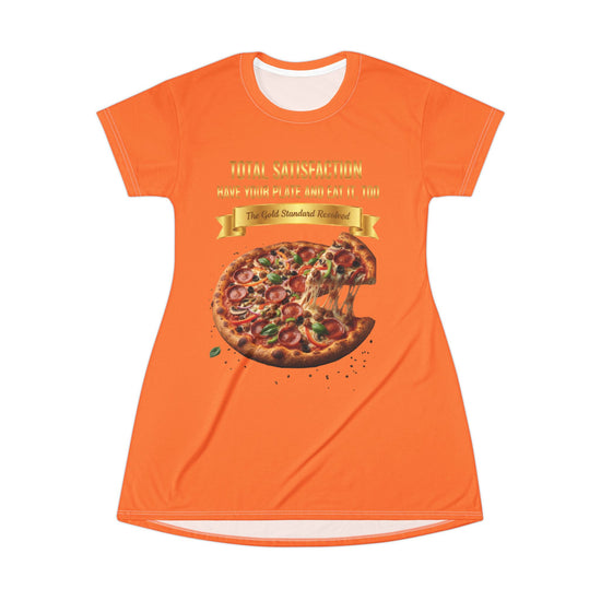 CHEESE PIZZA WITH TOPPINGS T-SHIRT DRESS