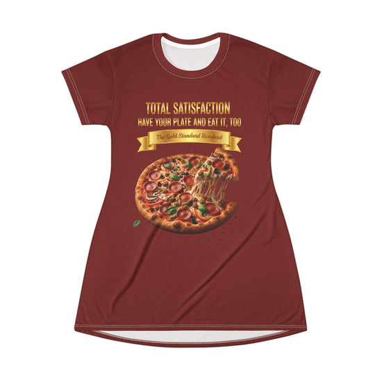 CHEESE PIZZA WITH TOPPINGS T-SHIRT DRESS