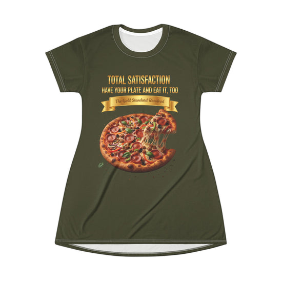 CHEESE PIZZA WITH TOPPINGS T-SHIRT DRESS