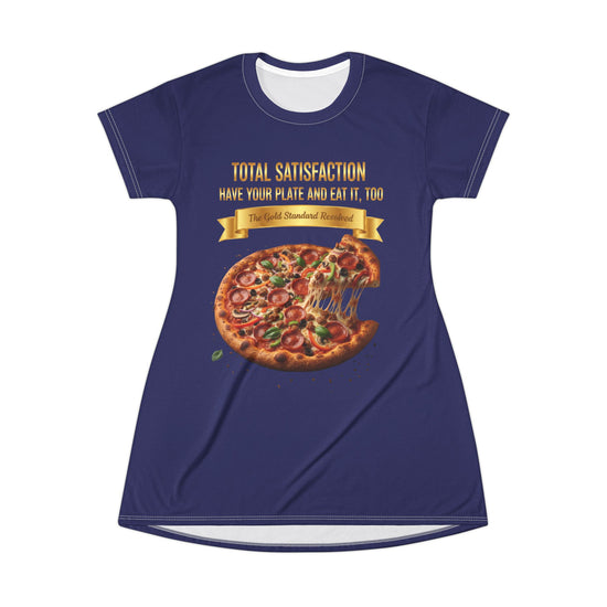 CHEESE PIZZA WITH TOPPINGS T-SHIRT DRESS