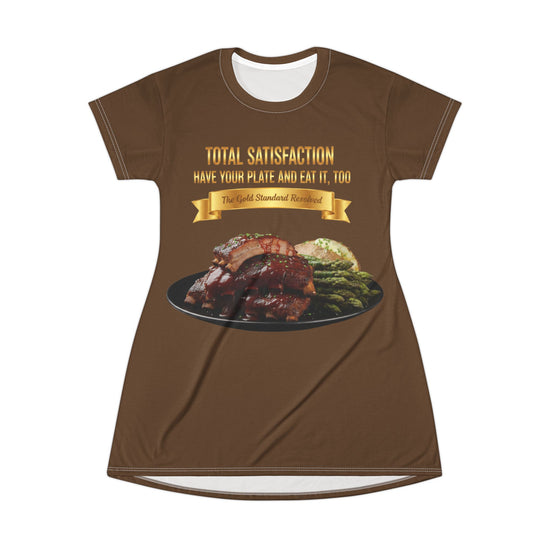 BARBECUE RIBS ASPARAGUS BAKED POTATO T-SHIRT DRESS