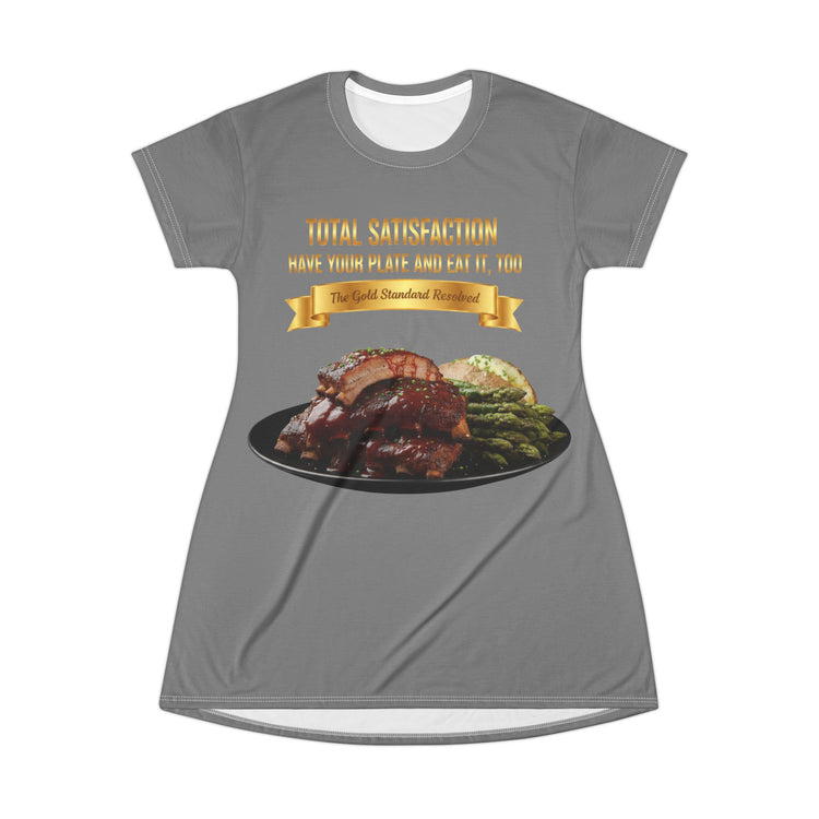 BARBECUE RIBS ASPARAGUS BAKED POTATO T-SHIRT DRESS