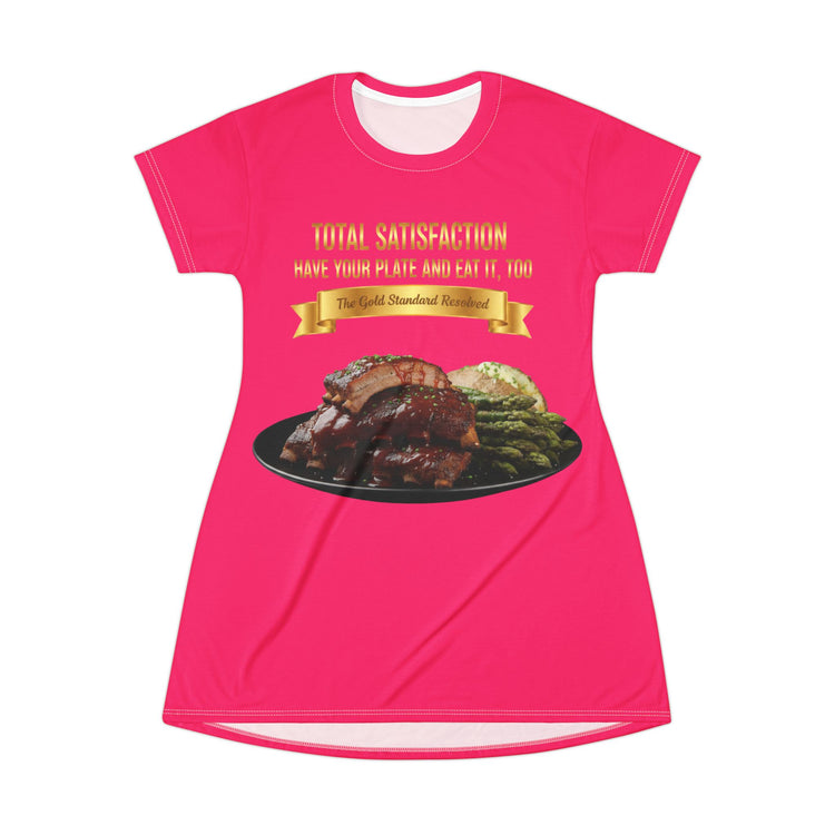 BARBECUE RIBS ASPARAGUS BAKED POTATO T-SHIRT DRESS