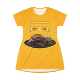 BARBECUE RIBS ASPARAGUS BAKED POTATO T-SHIRT DRESS