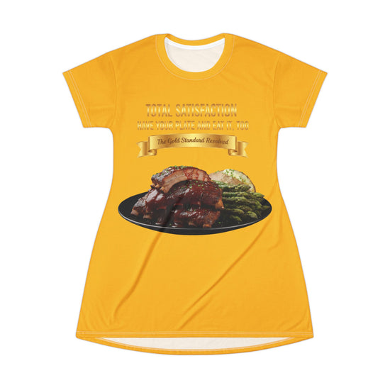 BARBECUE RIBS ASPARAGUS BAKED POTATO T-SHIRT DRESS