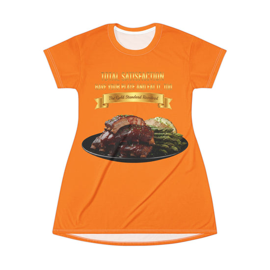 BARBECUE RIBS ASPARAGUS BAKED POTATO T-SHIRT DRESS