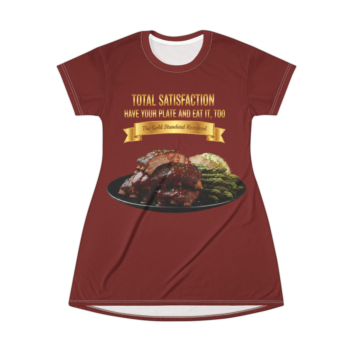 BARBECUE RIBS ASPARAGUS BAKED POTATO T-SHIRT DRESS