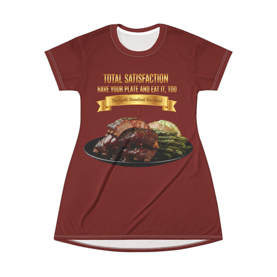 BARBECUE RIBS ASPARAGUS BAKED POTATO T-SHIRT DRESS