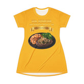 RIB-EYE STEAK PEPPER ONIONS SHRIMP & BROCCOLI T-SHIRT DRESS