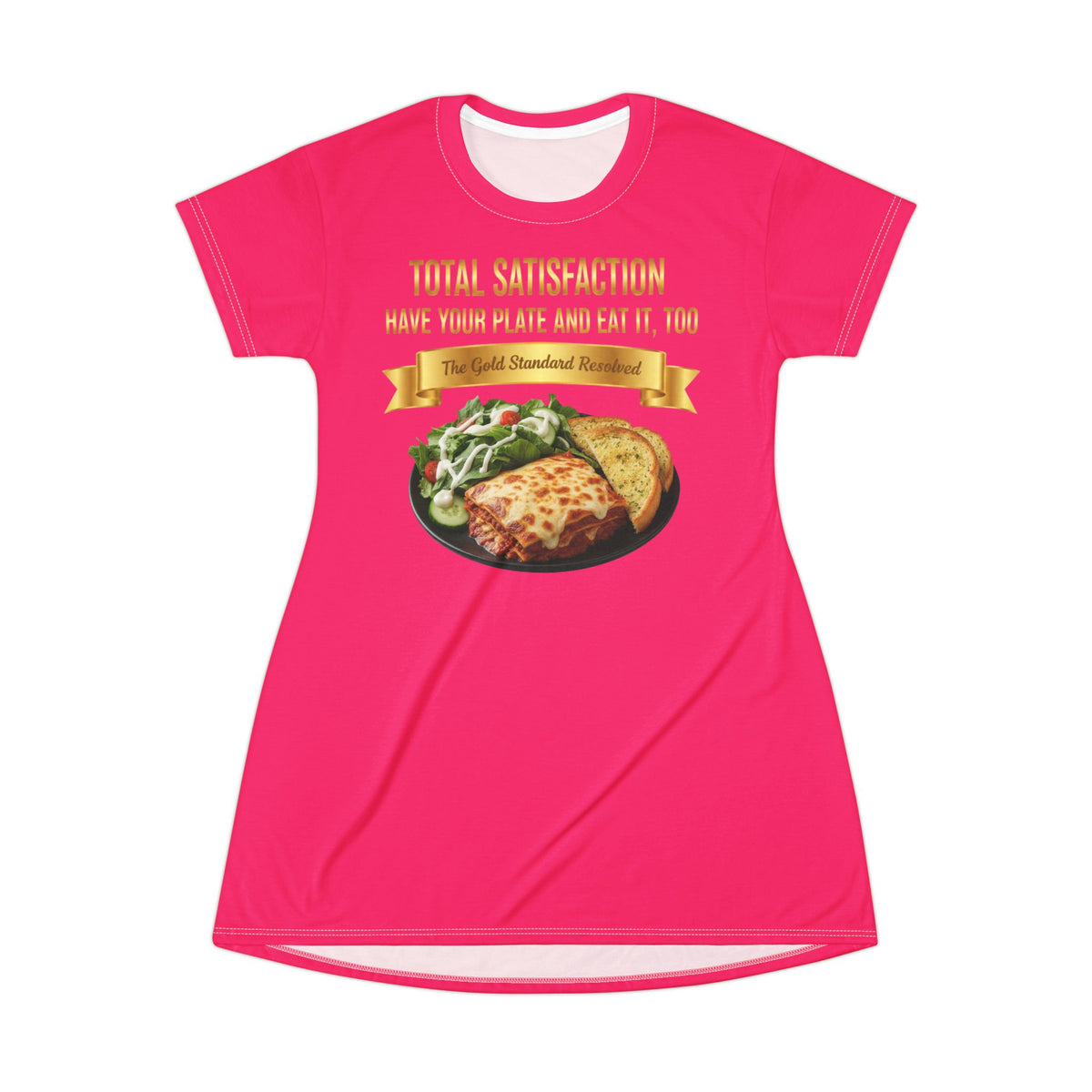 LASAGNA SALAD RANCH DRESSING AND GARLIC BREAD T-SHIRT DRESS
