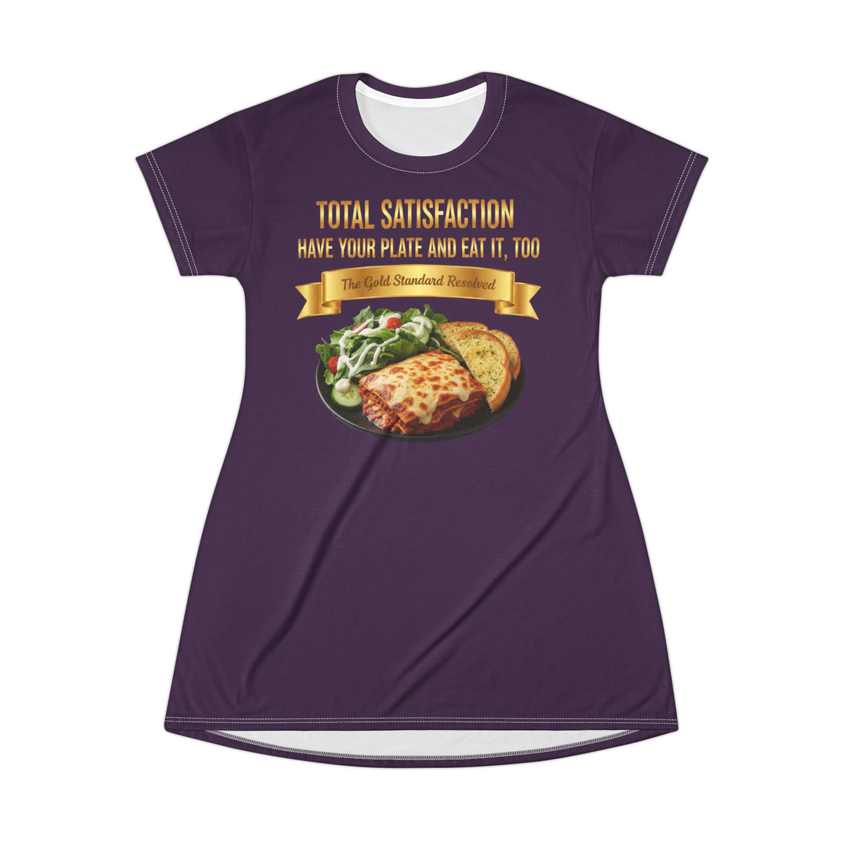 LASAGNA SALAD RANCH DRESSING AND GARLIC BREAD T-SHIRT DRESS