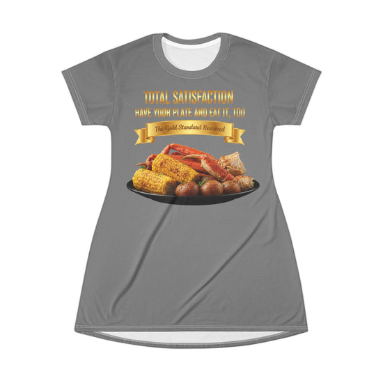 KING CRAB LEGS CORN ON COB & BOILED POTATOES T-SHIRT DRESS