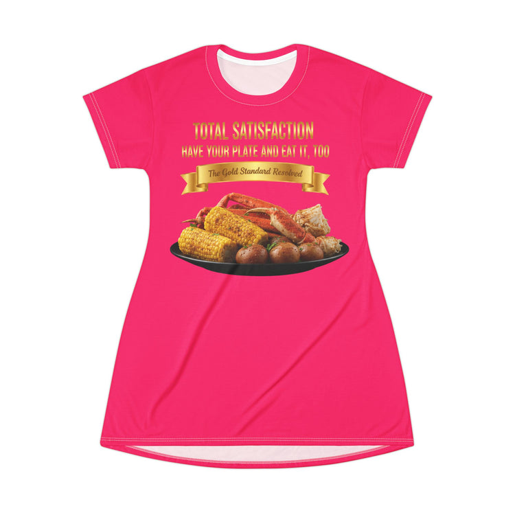 KING CRAB LEGS CORN ON COB & BOILED POTATOES T-SHIRT DRESS