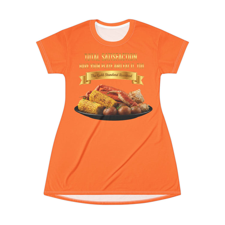 KING CRAB LEGS CORN ON COB & BOILED POTATOES T-SHIRT DRESS