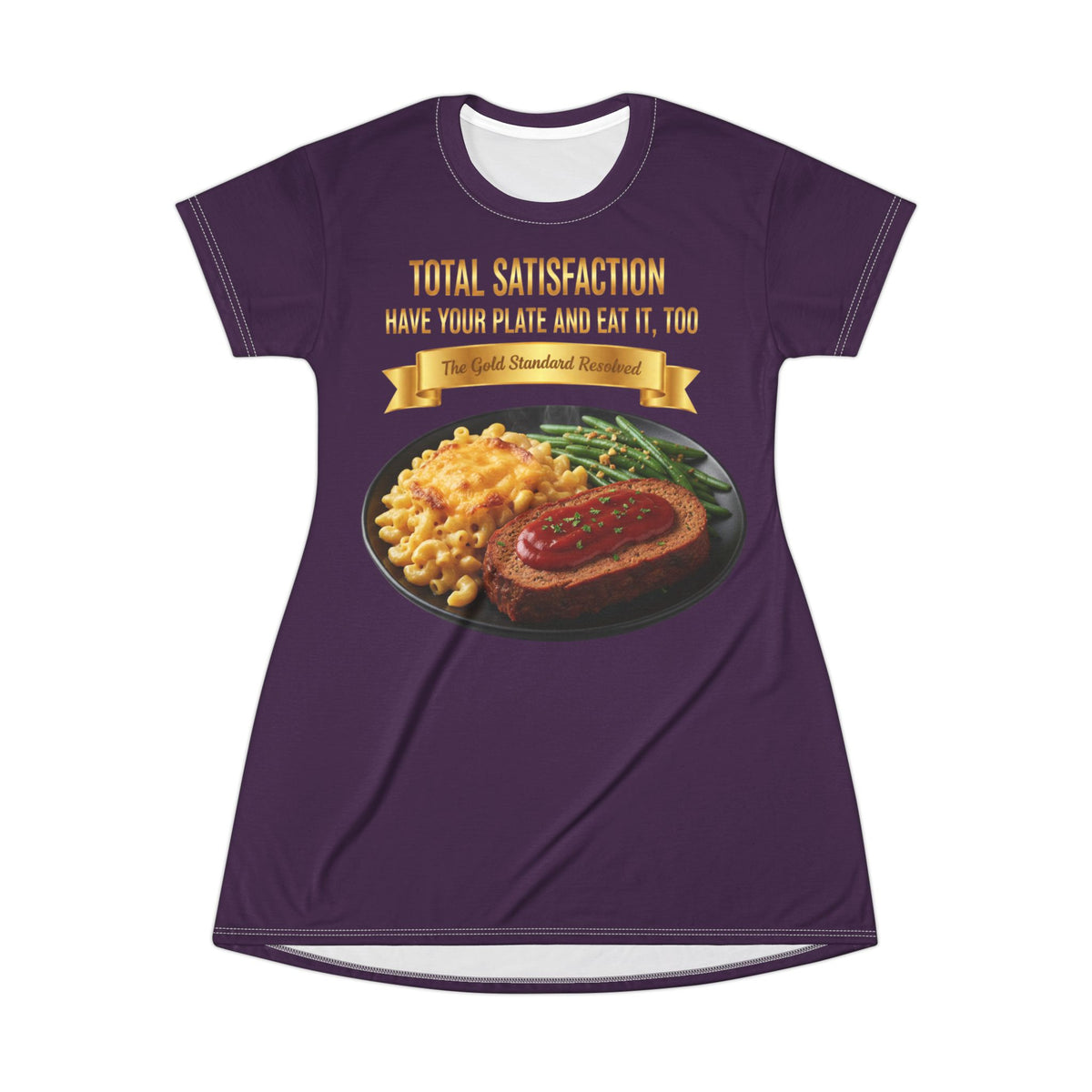 MEATLOAF MACARONI CHEESE AND STRING BEANS T-SHIRT DRESS
