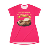 PORK CHOPS MASHED POTATOES GRAVY & ONIONS T-SHIRT DRESS
