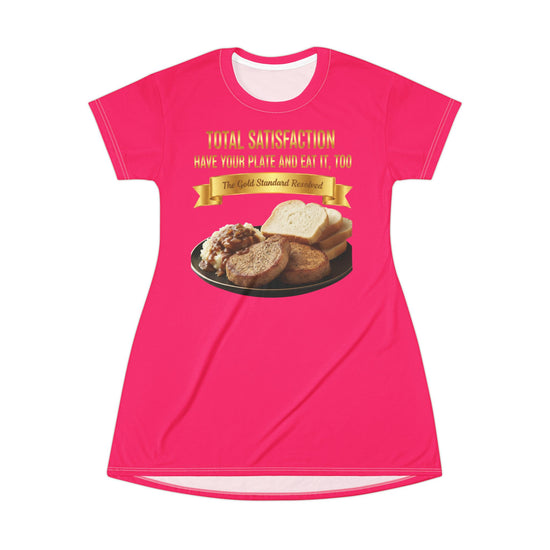 PORK CHOPS MASHED POTATOES GRAVY & ONIONS T-SHIRT DRESS