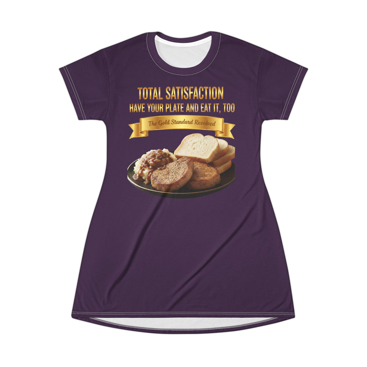 PORK CHOPS MASHED POTATOES GRAVY & ONIONS T-SHIRT DRESS
