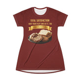 PORK CHOPS MASHED POTATOES GRAVY & ONIONS T-SHIRT DRESS