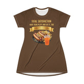  GRILLED HOT DOGS WITH CHILI RELISH & ONIONS T-SHIRT DRESS