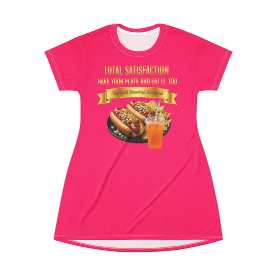 GRILLED HOT DOGS WITH CHILI RELISH & ONIONS T-SHIRT DRESS
