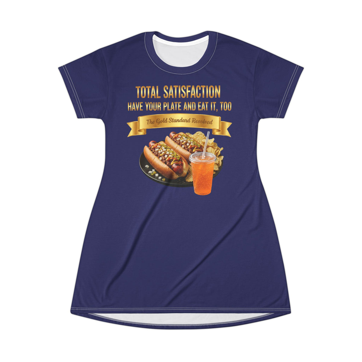  GRILLED HOT DOGS WITH CHILI RELISH & ONIONS T-SHIRT DRESS