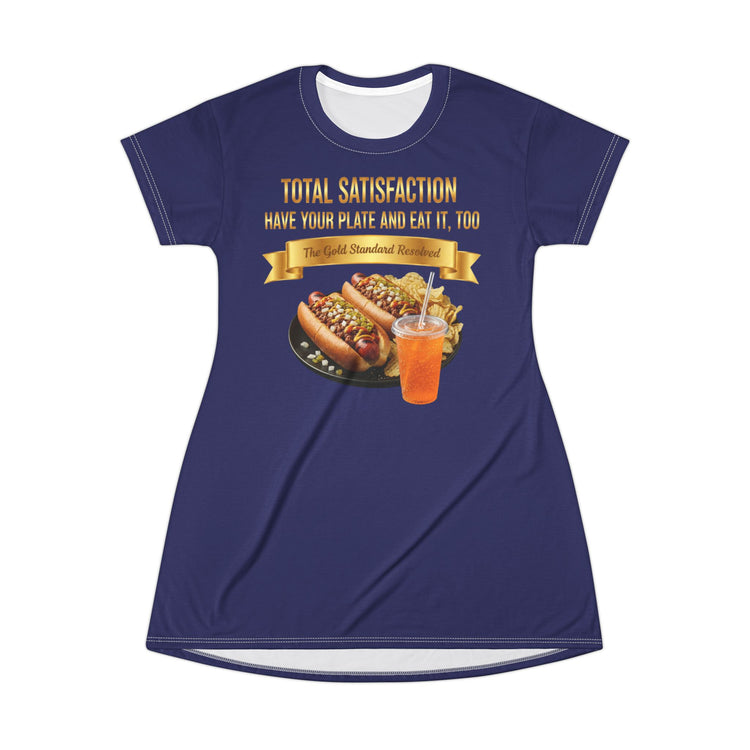  GRILLED HOT DOGS WITH CHILI RELISH & ONIONS T-SHIRT DRESS